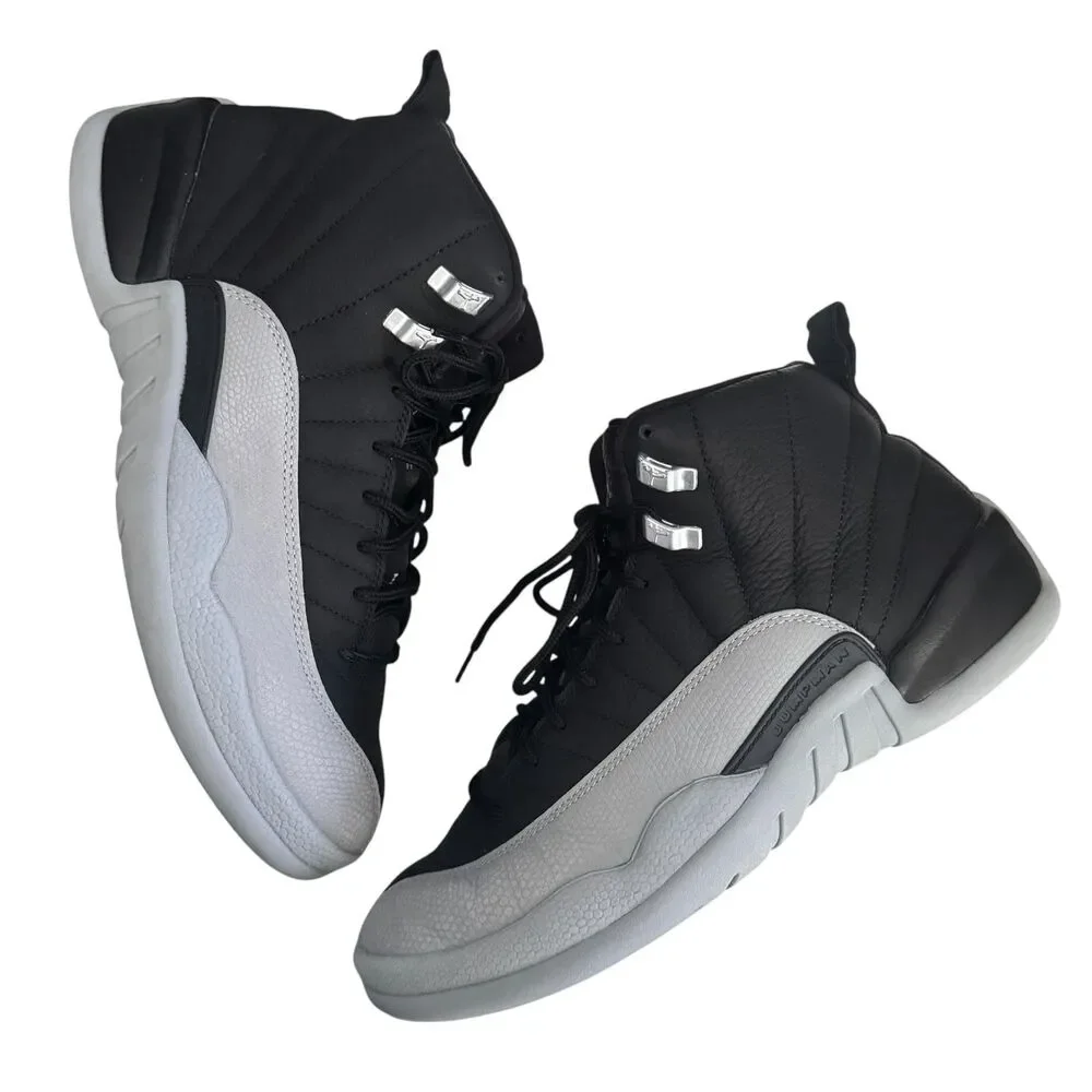 Air Jordan 12 Retro Barons Mens Size 9 Black Gray Leather Basketball CT8013-010